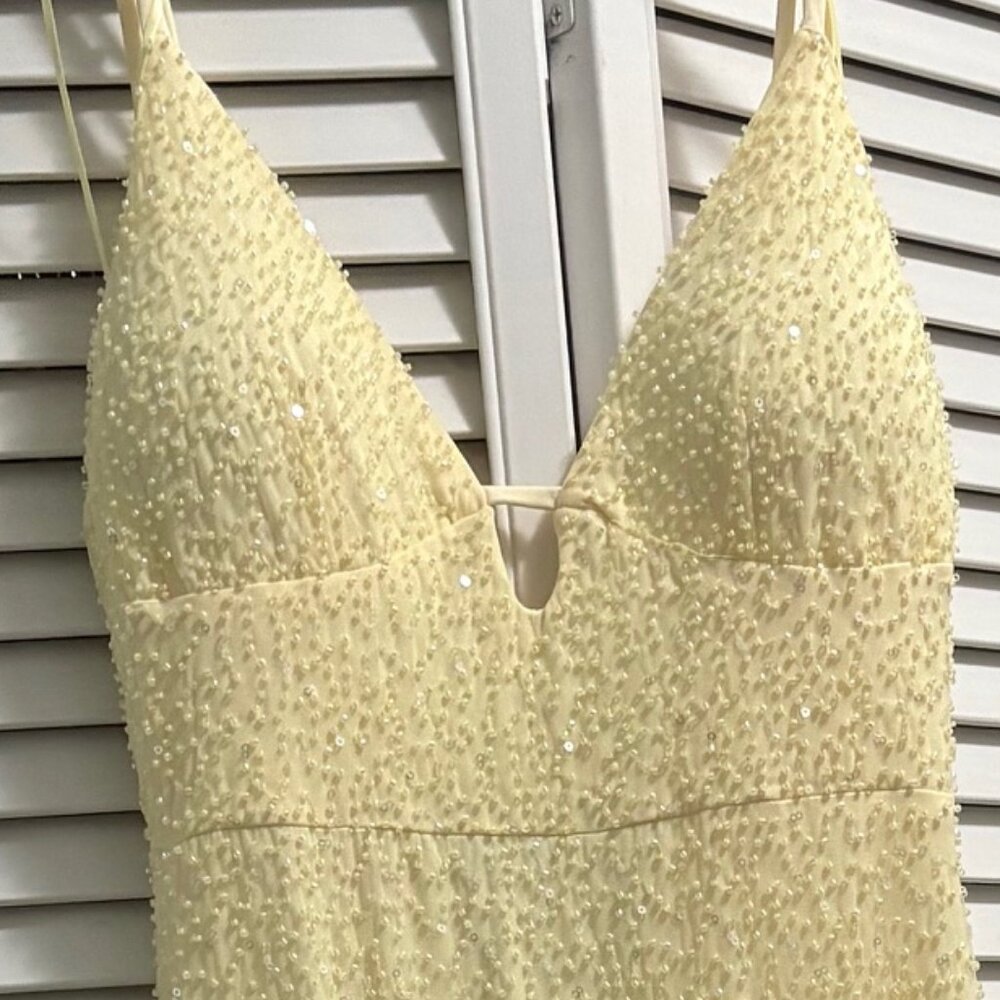 Windsor Capriana V-Neck Mermaid Bead Sequin Formal Dress